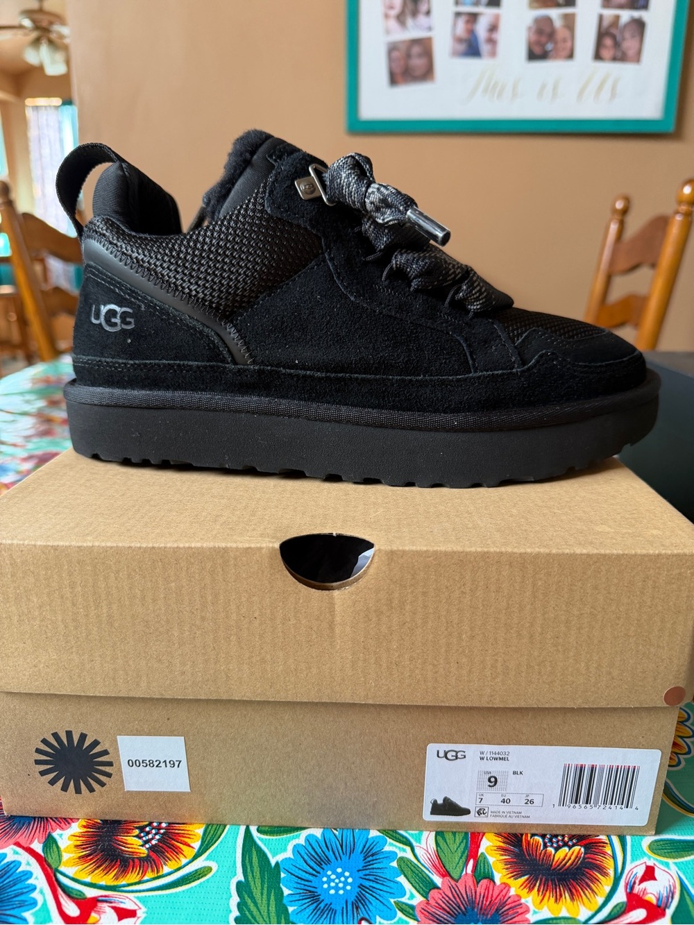 UGG Black Suede Lace-Up Platform Sneaker